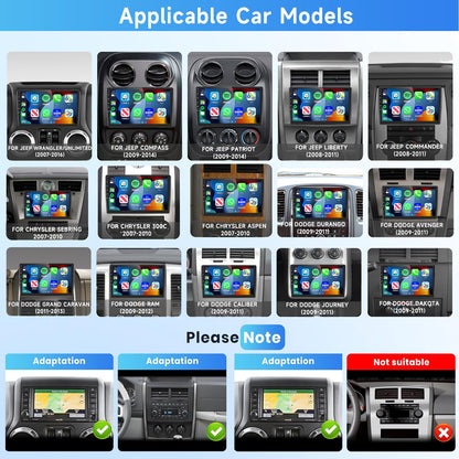 8 Core 4G+64G Car Radio for Jeep Wrangler JK Compass Grand Cherokee Dodge Ram, 10.1 Inch Touch Screen with Wireless Carplay/Android Auto/GPS/Backup Camera