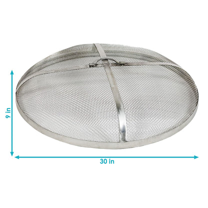 Sunnydaze Round Fire Pit Screen Cover - 30-Inch Stainless Steel Mesh Fire Pit Spark Screen - Spark Lid Top Cover with Handle