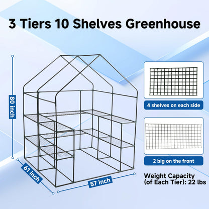 SUNGIFT Greenhouses for Outdoors, Upgraded PVC Cover Walk-in Greenhouse Kit 57x61x80 Inch, Zippered Windows Mesh Door, Plant Garden Hot House for Outside, Clear