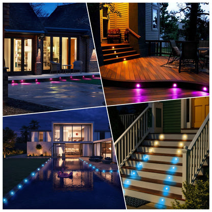 FVTLED WiFi LED Deck Lights Kit, 20 Pack D35 RGB Low Voltage LED Stair Step Light Outdoor IP65 Waterproof Recessed Deck Lighting, Compatible with Alexa Google Home, Bronze