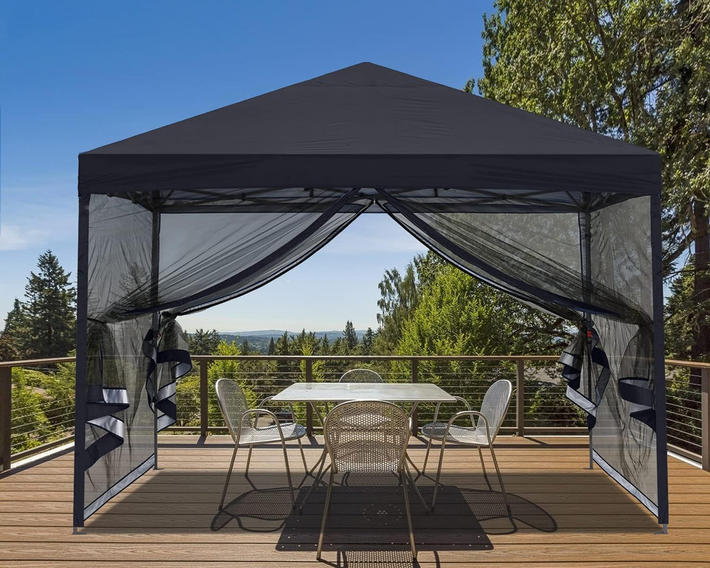 MASTERCANOPY Pop-Up Setup Outdoor Canopy with Netting Screen Walls, 10x10, Black