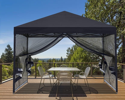 MASTERCANOPY Pop-Up Setup Outdoor Canopy with Netting Screen Walls, 10x10, Black
