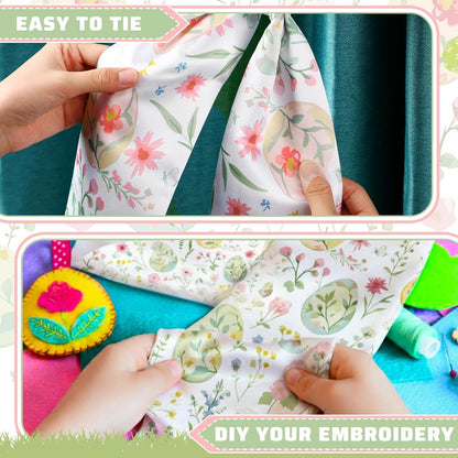 VitalCozy Easter Egg Floral Wreath Sash - Satin Monogram Garland Ribbon for Indoor/Outdoor Decor