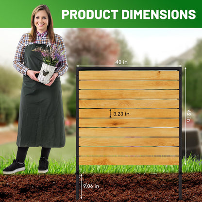 2 Panels No Dig Wooden Privacy Fence Screen, 42" H X 40" W Outdoor Air Conditioner Fences, Hide Trash Bins Or Ac Units, Decorative Garden, Patio, Backyard Fence -Temporary Fencing