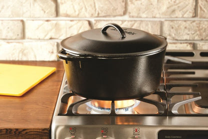 Lodge Cast Iron Dutch Oven - Loop Handle Cooking Vessel - Even Heat Retention - Oven-Safe, Versatile Pot - 7 Quart