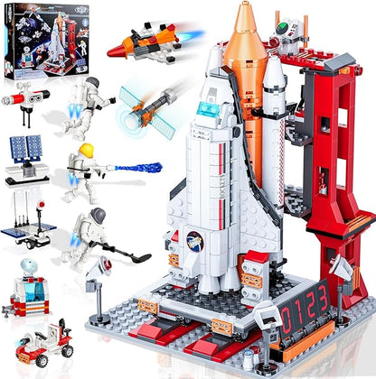 Space Exploration Shuttle Toys for 6 7 8 9 10 11 12 Year Old Kids Girls Boys 12-in-1 STEM Projects Rocket Building Toy Kit with 3 Astronauts Airplane Rocket Set Gift idea for Ages 6 + 885 Pcs