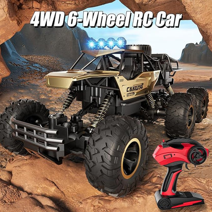 Remote Control Monster Truck RC Cars Rock Crawler RC Truck with 2 Rechargeable Batteries Metal Exterior &amp LED Lights Large Boy Toys for Ages 4-7 8-12 &amp Adults Great Gift