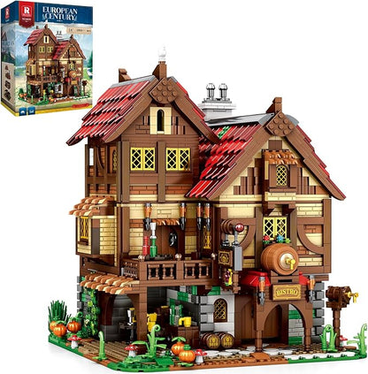 Reobrix Medieval Tavern Building Set European Century Bistro Kit 66018 Collectible Architecture Display with Highly Detailed Wine Cellar &amp Armory Creative Construction Gifts for Adults Teens 1