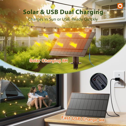 addlon 200FT(2 Pack*100FT) Solar String Lights Outdoor Waterproof with Remote, Dimmable Commercial Grade Solar Powered String Lights with 108 LED Bulbs, Hanging Light for Backyard Party Decor