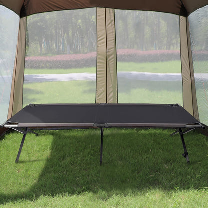Portal Folding Portable Camping Cot, Guest Bed with Carry Bag and Side Storage Organizer, Camping Cots for Adults Sleeping, Away Tent Sleeping Cot Bed, Supports 300 LBS, Black