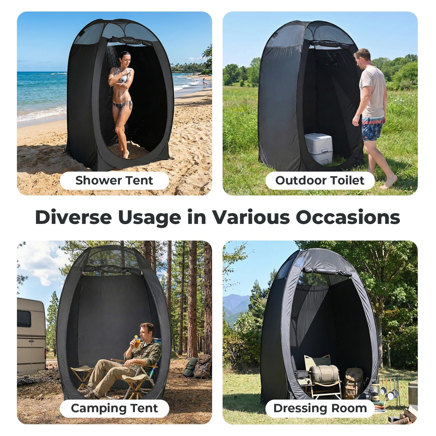 Alvantor® Shower Tent Pop Up Changing Room Outdoor Shower Enclosure Pop Up Privacy Tent Toilet Shelter Camping Dressing Room Portable Teflon Coating Fabric 4’x4’x7' Patent Pending