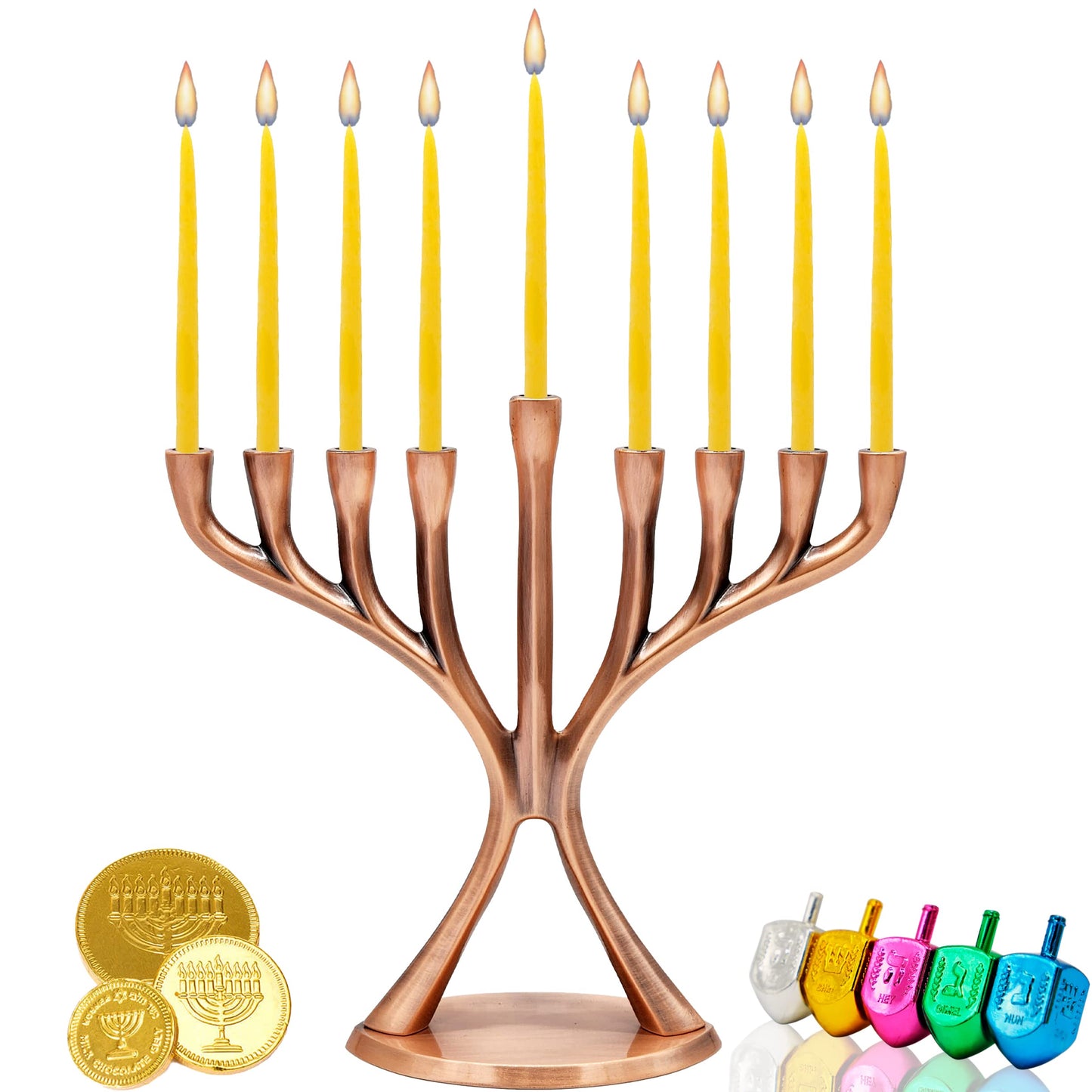 Natural Beeswax Hanukkah Candles, Hand-Made Chanukkah Menorah 45 Yellow Candles for All 8 Nights Fits Most Menorah Burn Time 1-Hour