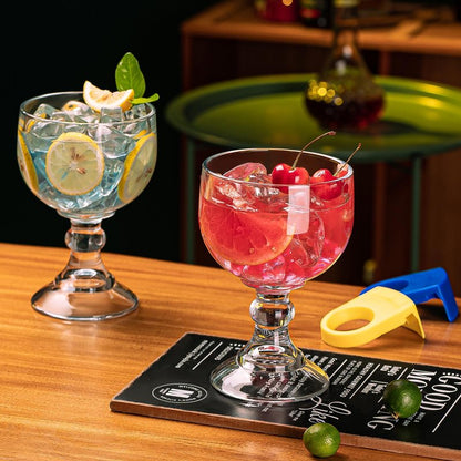 wookgreat Schooner Beer Glasses 21.5 Oz Set of 4, Extra Large Margarita Glass With 4 Color Clips, Shrimp Cocktail Goblet, Large Stemmed Glasses With Thick Bottom, Crystal Clear Bar Glassware