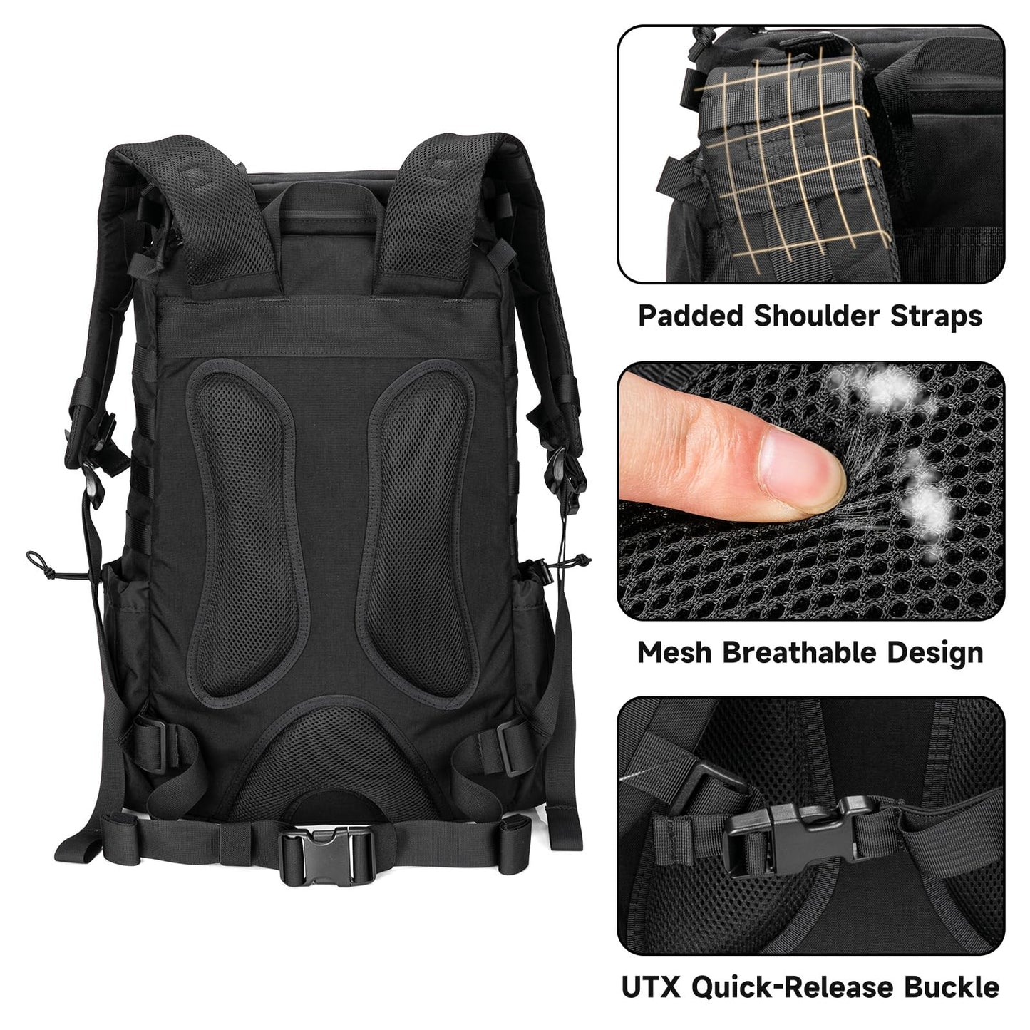EXCELLENT ELITE SPANKER Tactical Military Backpack 35L Camping Hiking Backpack for Men and Women for Outdoor Hiking, Trekking, and Travel(Black)