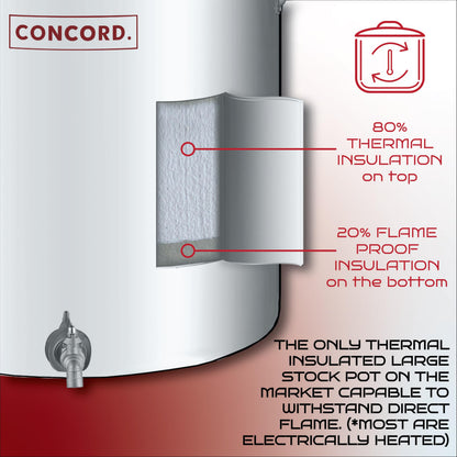 Concord Stainless Steel S Series Insulated Double Wall Stock Pot. Outdoor Kettle, great for temperature retention (40 Quart)