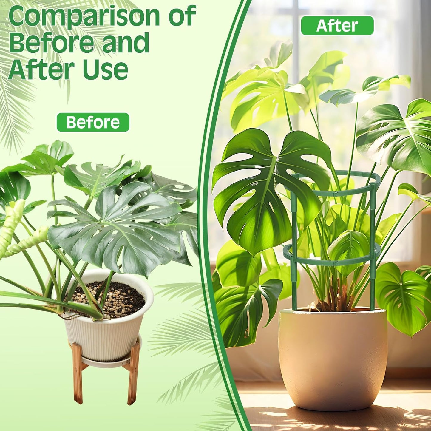Skiennix Plant Support Stakes - 48 Pcs Stackable Half Round Garden Supports for Climbing Plants | Ideal for Tomatoes, Monstera, Peonies
