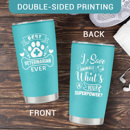 Cudoviqu Veterinary Gifts - Veterinarians Gifts for Women - Vet Med Gift - Best Veterinarian Ever Gift - Funny Veterinary Gift Ideas, 20 oz Stainless Steel Tumbler With Lid & Straw