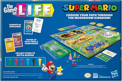 Hasbro Gaming The Game of Life: Super Mario Edition Board Game for Kids Ages 8 and Up Play Minigames Collect Stars Battle Bowser
