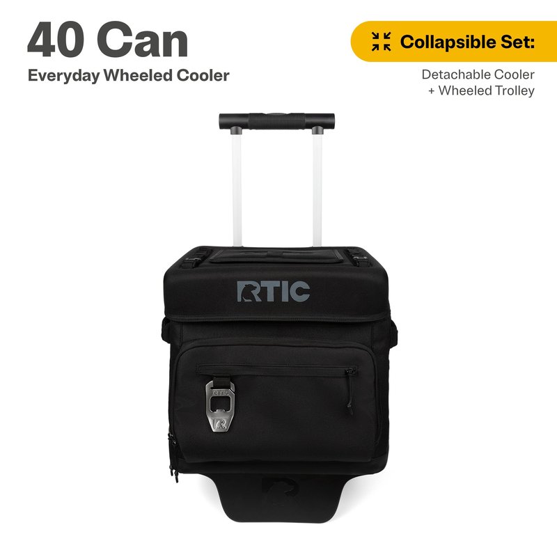 RTIC 40 Can Everyday Wheeled Cooler, Soft Sided Insulated Portable Rolling Collapsible Cooler Bag with Wheels and Handle for Outdoor, Beach, Camping, Sports, Travel, Leakproof, Sand