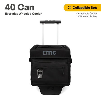 RTIC 40 Can Everyday Wheeled Cooler, Soft Sided Insulated Portable Rolling Collapsible Cooler Bag with Wheels and Handle for Outdoor, Beach, Camping, Sports, Travel, Leakproof, Sand