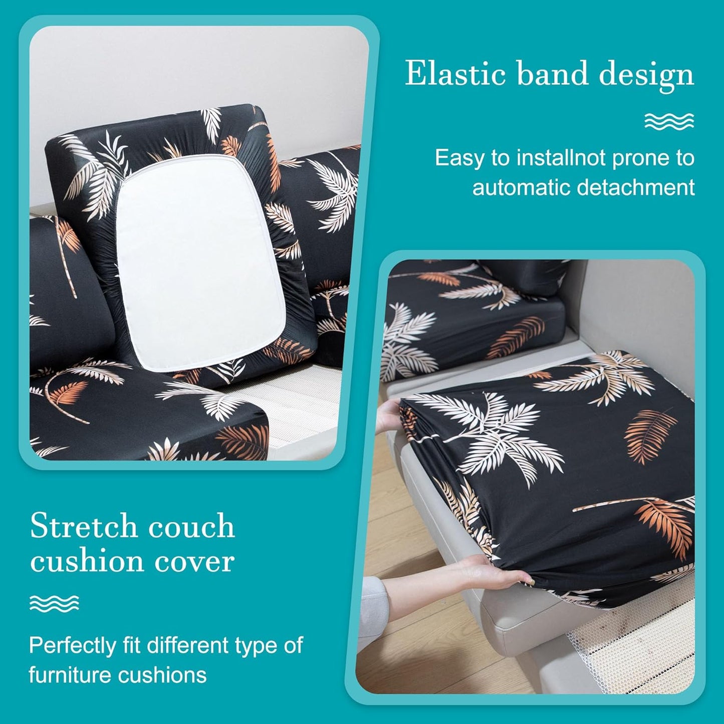 Skiennix 14-Piece Stretch Patio Cushion Covers - Washable Outdoor Couch Slipcovers | Coconut Trees Design