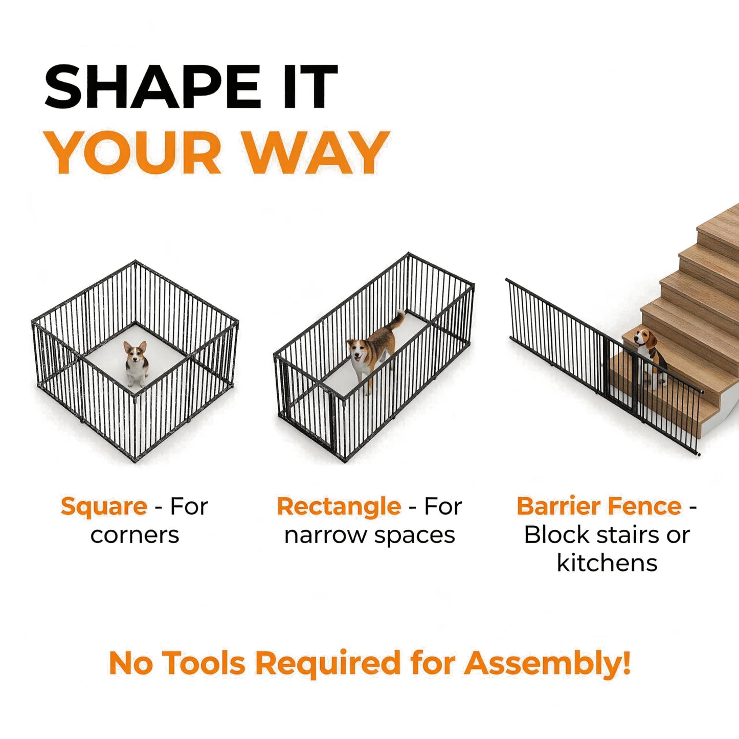 Dog Playpen for Small/Medium Dogs - 32 inch 8 Panels Heavy Duty Metal Puppy Fence Outdoor Indoor with Door, Anti-Rust Foldable Puppy Pen Pet Enclosure, Portable Exercise Kennel for Camping, Yard, RV