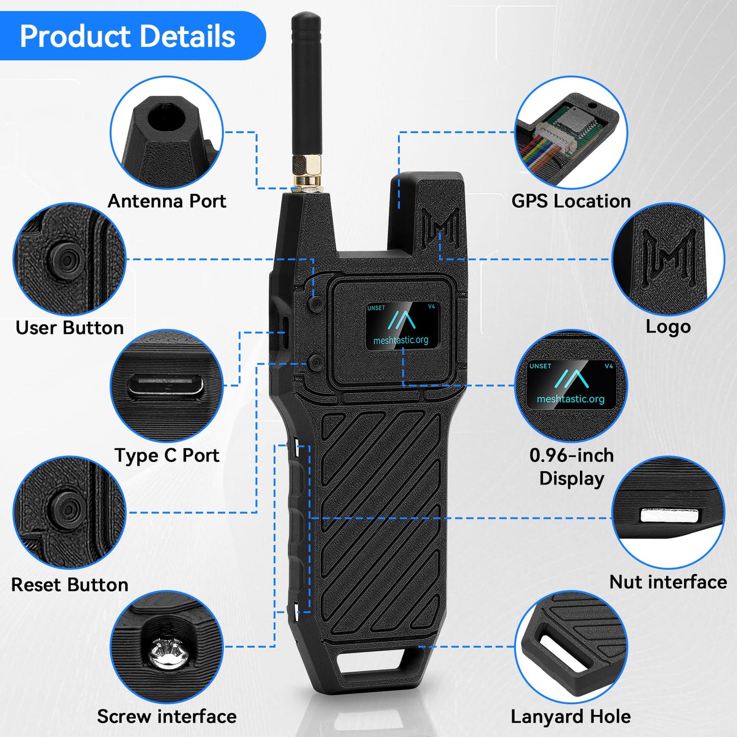 2Pcs ESP32 LoRa V4 Development Board +GPS Version +3000mAh Battery + Case Carrying ESP32-S3R2 SX1262 With 915 MHz Antenna WiFi Bluetooth 0.96” OLED LoRa V4 Devices for Ar duino LoRawan IOT (N39,Balck)