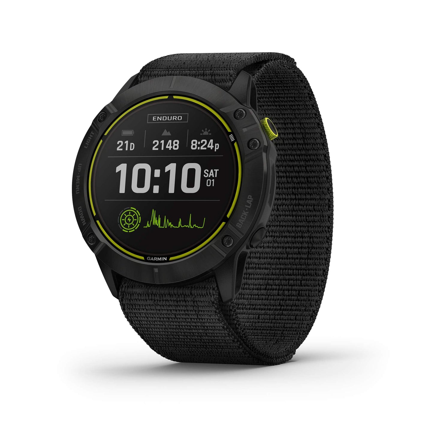 Garmin Fenix Enduro, Ultraperformance Multisport GPS Watch with Solar Charging Capabilities, Battery Life Up to 80 Hours in GPS Mode, Carbon Gray DLC Titanium with Black UltraFit Nylon Band