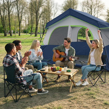 HG 6 Person Camping Tent - Portable Cabin Tent for Camp, Windproof Fabric Easy Set Up Family Tent Outdoor for Hiking, Backpacking, Traveling (Dark Blue)