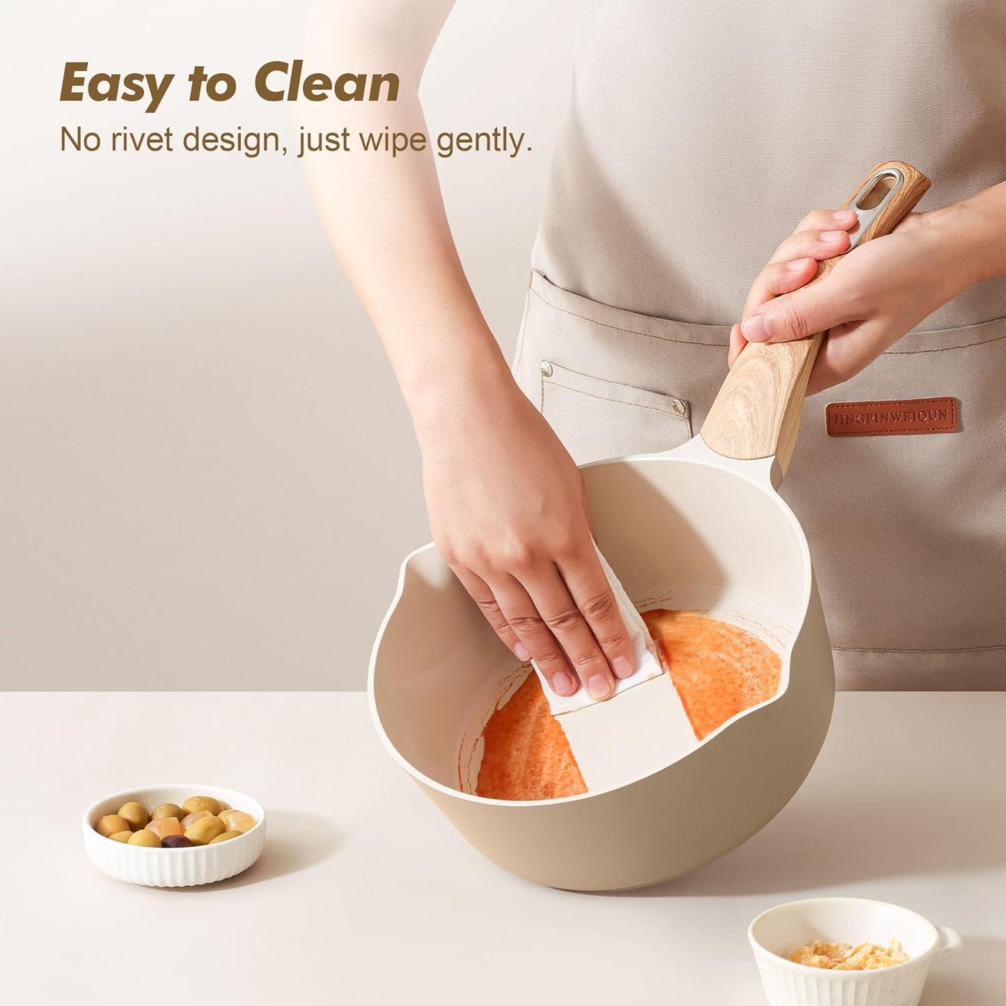SENSARTE Nonstick Ceramic Sauce Pan - 1.5 Quart Cooking Pot with Lid & Stay Cool Handle | PFOA Free