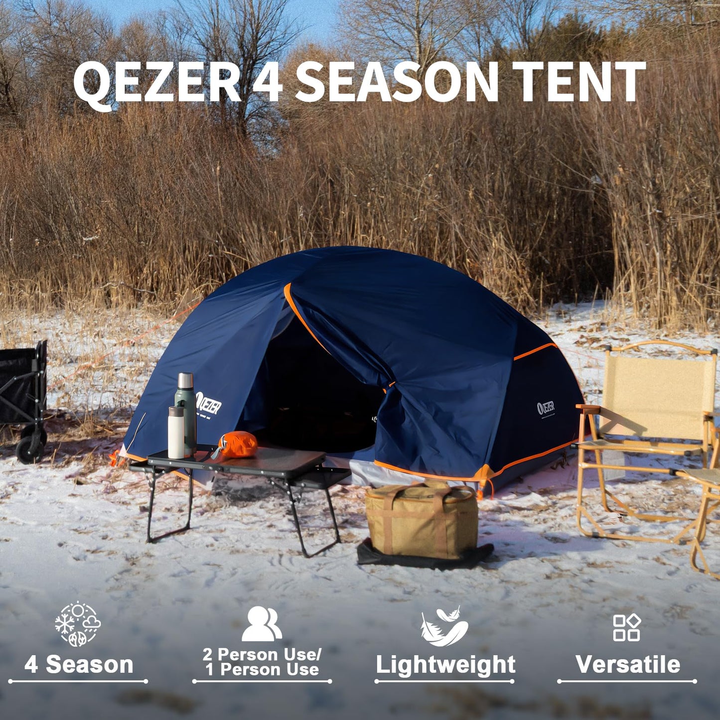 QEZER Camping Tent 1/2 Person Tents Windproof Portable Adults Tents for Camping Hiking Backpacking Traveling Easy Set up (Blue, 2 Person)