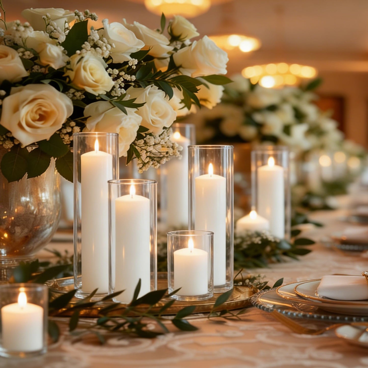 HTTBEIZI Pillar Candles Bulk Set - Unscented, Smokeless, Dripless | 3 Sizes: 2x3, 2x6, 2x8 Inches | Ideal for Weddings, Christmas & Home Decor (36, White)
