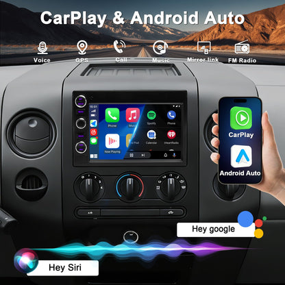 4G+64G Car Radio Stereo for Ford F150 2004-2008: Upgrade Android 15 7" Touchscreen Head Unit Replacement Wireless CarPlay Android Auto, BT 5.4, WiFi 6, GPS, FM, RDS, EQ, SWC, 1080P Backup Camera