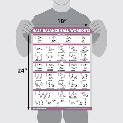 Palace Learning Half Balance Ball Workout Poster - Laminated Exercise Chart (18" x 24")