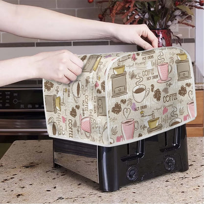 Talayituse Coffee Theme 2 Slice Toaster Covers Dust Protection Bread Maker Covers Toaster Oven Cloth Cover Kitchen Accessories Washable Appliance Cover