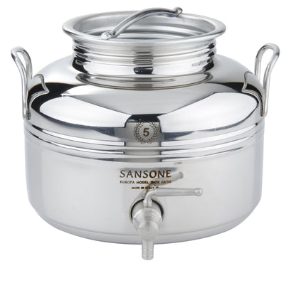 Sansone NSF Stainless Steel Water Dispenser Container with Spigot, 1.32 gallon jug (5 Liter)