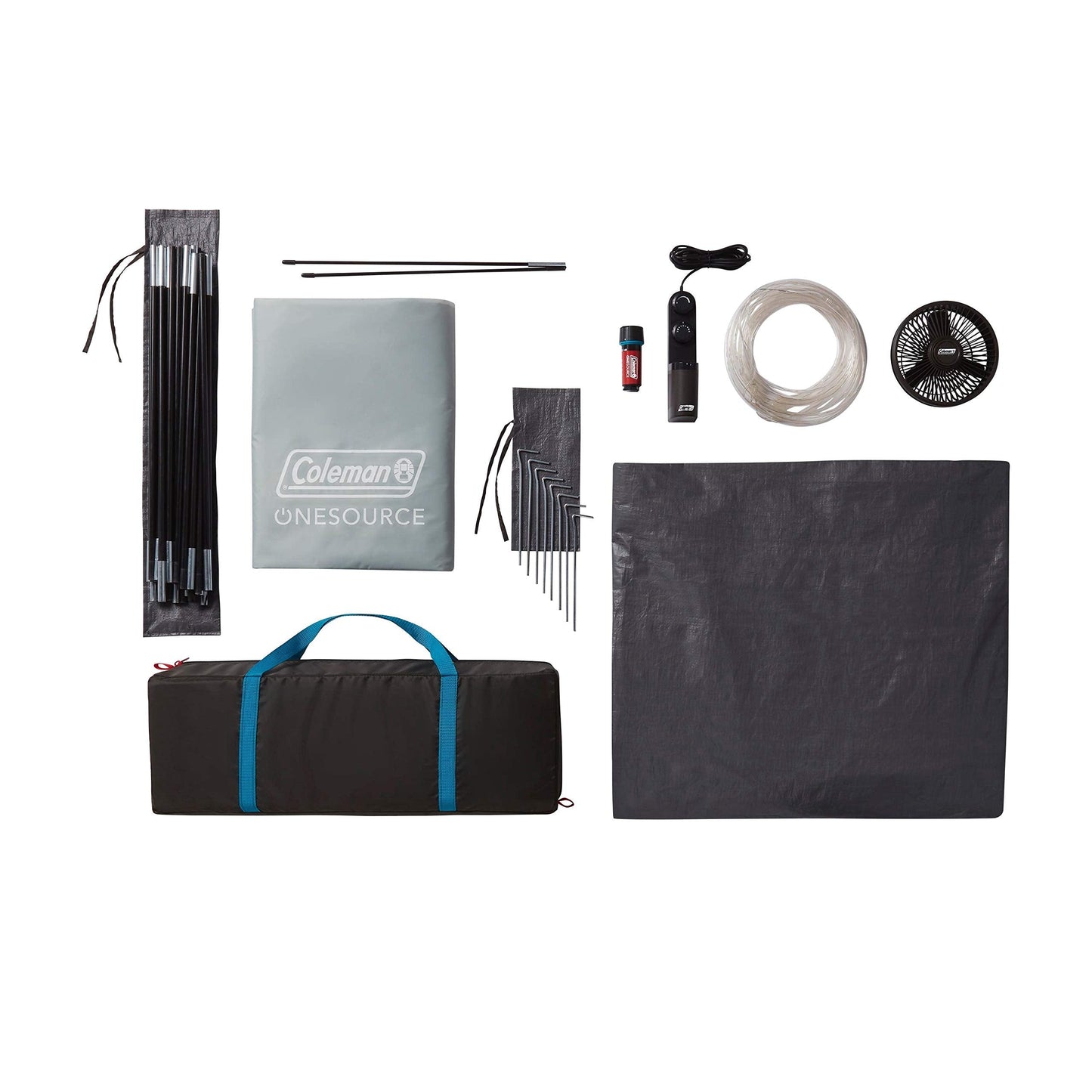 Coleman OneSource Rechargeable 4/6 Person Camping Tent with Airflow System & LED Lighting, Includes Rainfly, Tent Fan, Lights, and Interchangeable Battery Pack, Easy Setup Tent for Camping