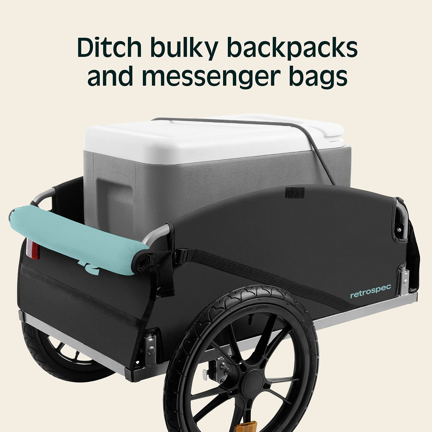 Retrospec Rover Hauler Bike Cargo Trailer - Foldable Frame with Weather-Resistant Fabric & 80lb Capacity - Universal Bike Trailer for 20-29in Wheels - Includes Safety Flag & D-Ring Anchors