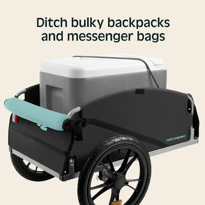 Retrospec Rover Hauler Bike Cargo Trailer - Foldable Frame with Weather-Resistant Fabric & 80lb Capacity - Universal Bike Trailer for 20-29in Wheels - Includes Safety Flag & D-Ring Anchors