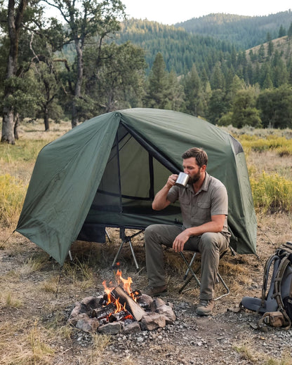 Gonex 31.5“ Camping Tent Cot for Adults, 1-Person Off-Ground Folding Portable Easy Set-up Tent Cot Combo Supports 350lbs for Hiking, Backpacking, Car & Motorcycle Camping - Army Green