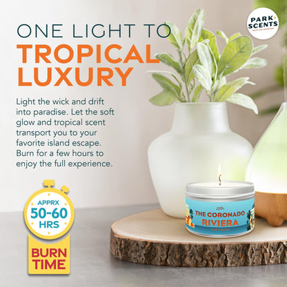 The Coronado Riviera Scented Candle - Accurate Duplicate of Resort Fragrances in Disneyworld, Florida - Hotel Scents - Handmade Soy Blend, Vegan & Cruelty-Free - Made in USA