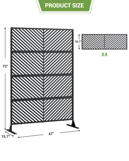Hipicute 72" H×47" W Freestanding Metal Privacy Screen for Outdoor Patio - Heavy-Duty Rust-Resistant Decorative Fence Panel | Weatherproof Design | Patio Privacy Screen