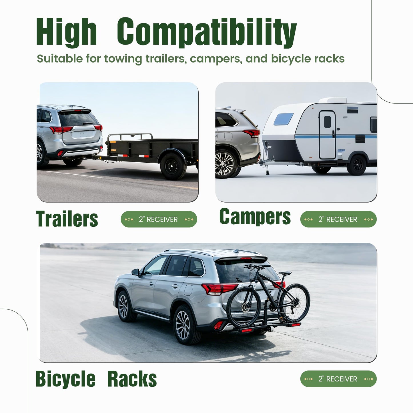 ALMULOO Class 3 Trailer Hitch Compatible with 2011-2026 Mitsubishi RVR Outlander Sport 2" Receiver Tow Hitch Steel