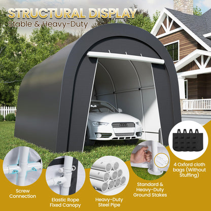 FansaFurn Heavy Duty Carport with 4 Cloth Bags, All-Weather Car Canopy with 2 Roll-up Doors, Portable Garage Storage Shelter Shed for Truck, Cars, or Garden Tools, 10' x 15'