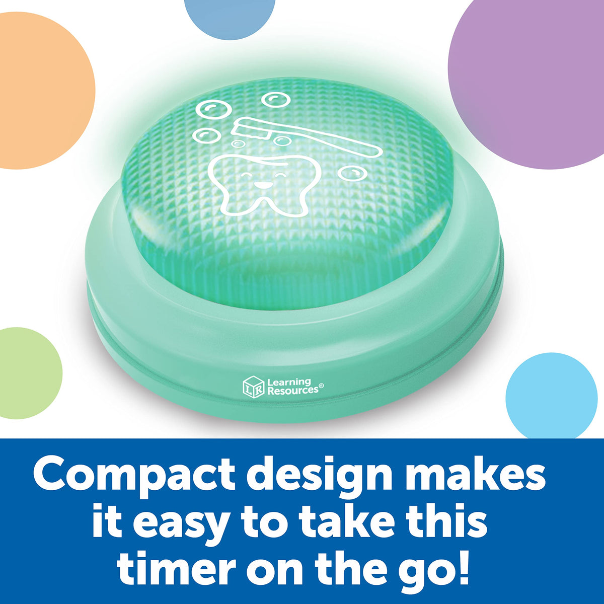 Learning Resources 2 Minute Toothbrushing Timer - Toothbrush Timer for Kids, Timers for Kids Bathroom, Toddler Teeth Brushing Button, Visual Countdown for Tooth Brushing
