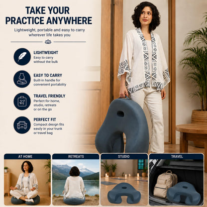 Ergonomic Meditation Cushion with Foot Rest & Carry Strap – Large Floor Cushion for Adults – Meditation Seat & Yoga Cushion for Mindfulness, Sound Healing & Reiki