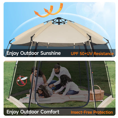 EighteenTek Screen House Gazebo, 4-6 Person Pop Up Screen Tent, Instant Screen Room with Carry Bag, Outdoor Mosquito Tent Pop-Up, Sun Shade Shelter for Patio, Garden, Backyard, Deck 10 x 10 x 7 FT