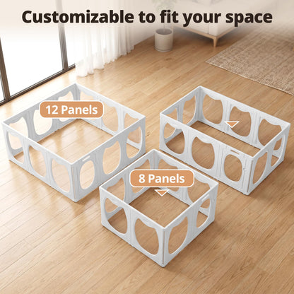 Homgava Clear PET Dog Playpen Indoor, 10-Panel Heavy-Duty Transparent Puppy Playpen, Modular Pet Fence Enclosure for Small Medium Dogs, Easy to Assemble (White,24 Inch H, 10 Panels)