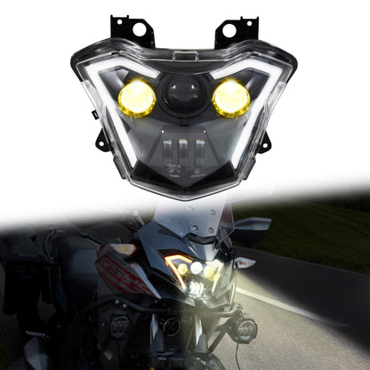 VEISUTOR LED Headlight Assembly for Versys-X300, Projector LED Headlamp Front Lights Head Lights with Hi/Low Beam DRL Turn Signal Fog Light for Kawasaki Z650 Versys-X300 KLE300 2017-2021 Accessories