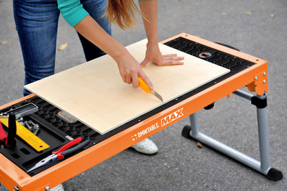 Disston OmniTable Max Heavy Duty Portable Workbench Worktable Scaffold Creeper Dolly with Easy-to-use Adjustable Legs. Table Holds up to 440Lbs